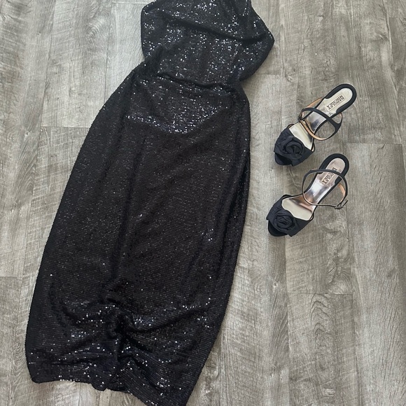 NWT Rachel Roy Sequined Cross Neck Party Cocktail MIDI Dress Size XS - Picture 5 of 11